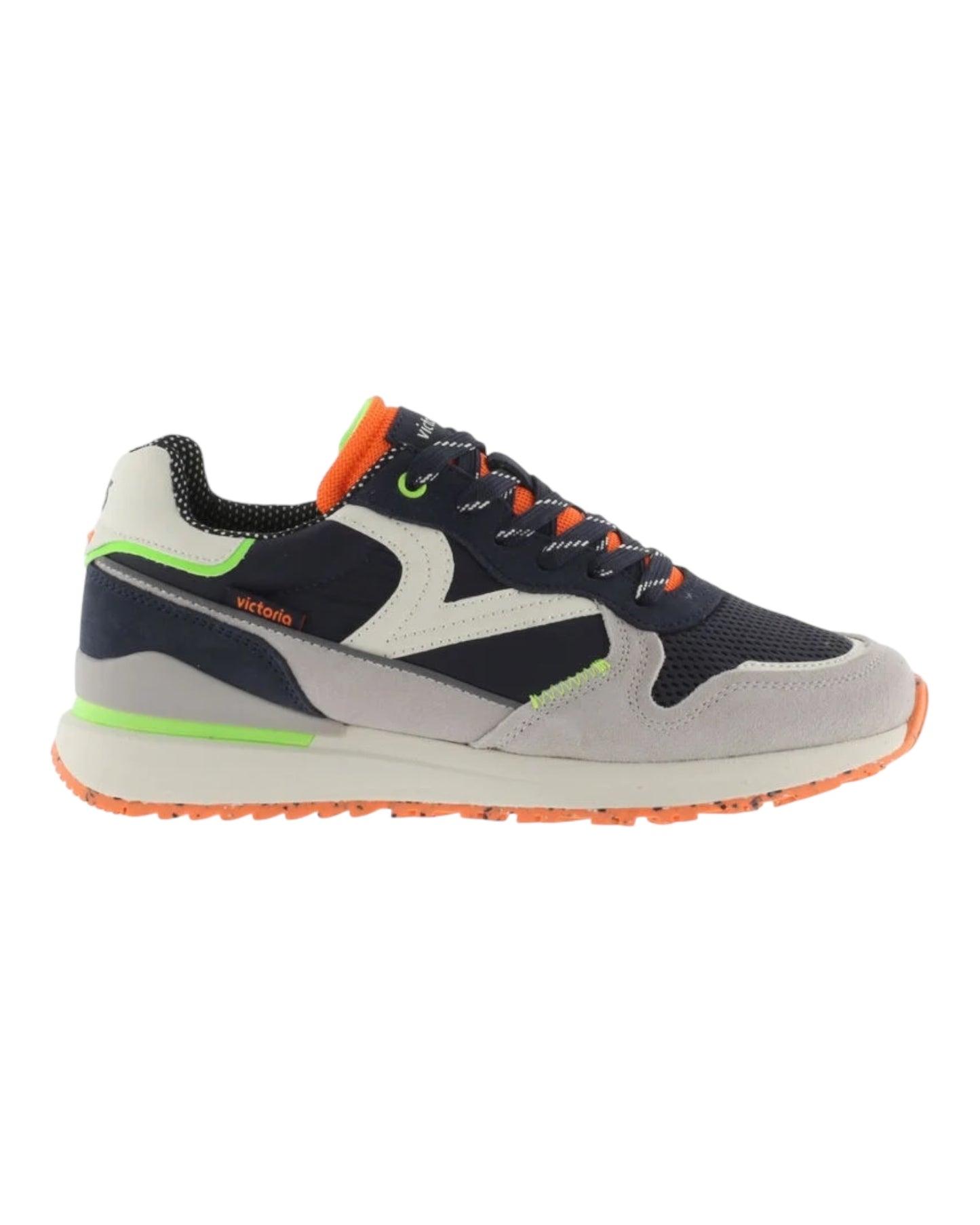VICTORIA 802113 SNEAKERS IN CAMOSCIO E TELA BLU/GRIGIO/ARANCIO