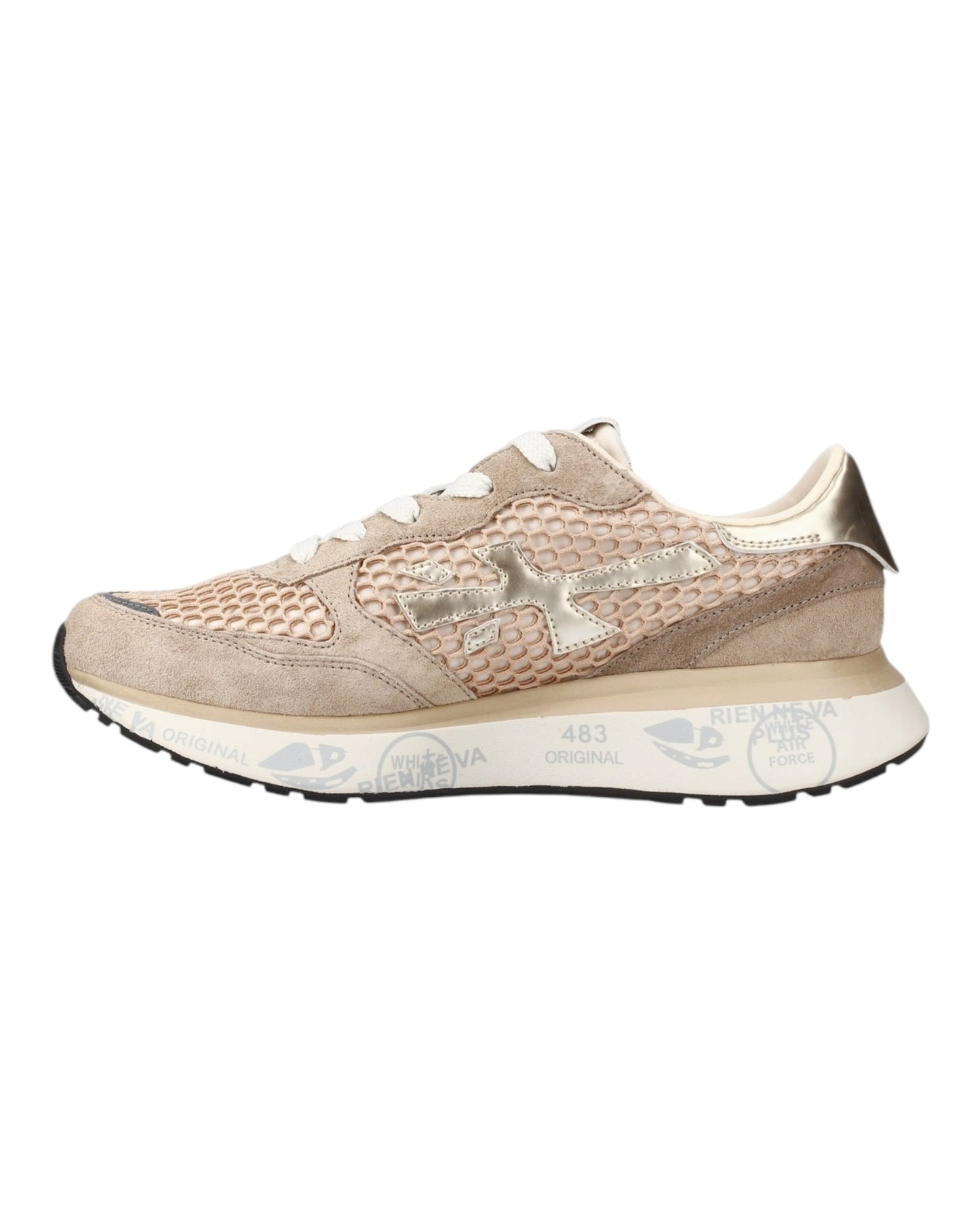 PREMIATA LAURYN 7486 IN CAMOSCIO E TELA A RETE ROSA