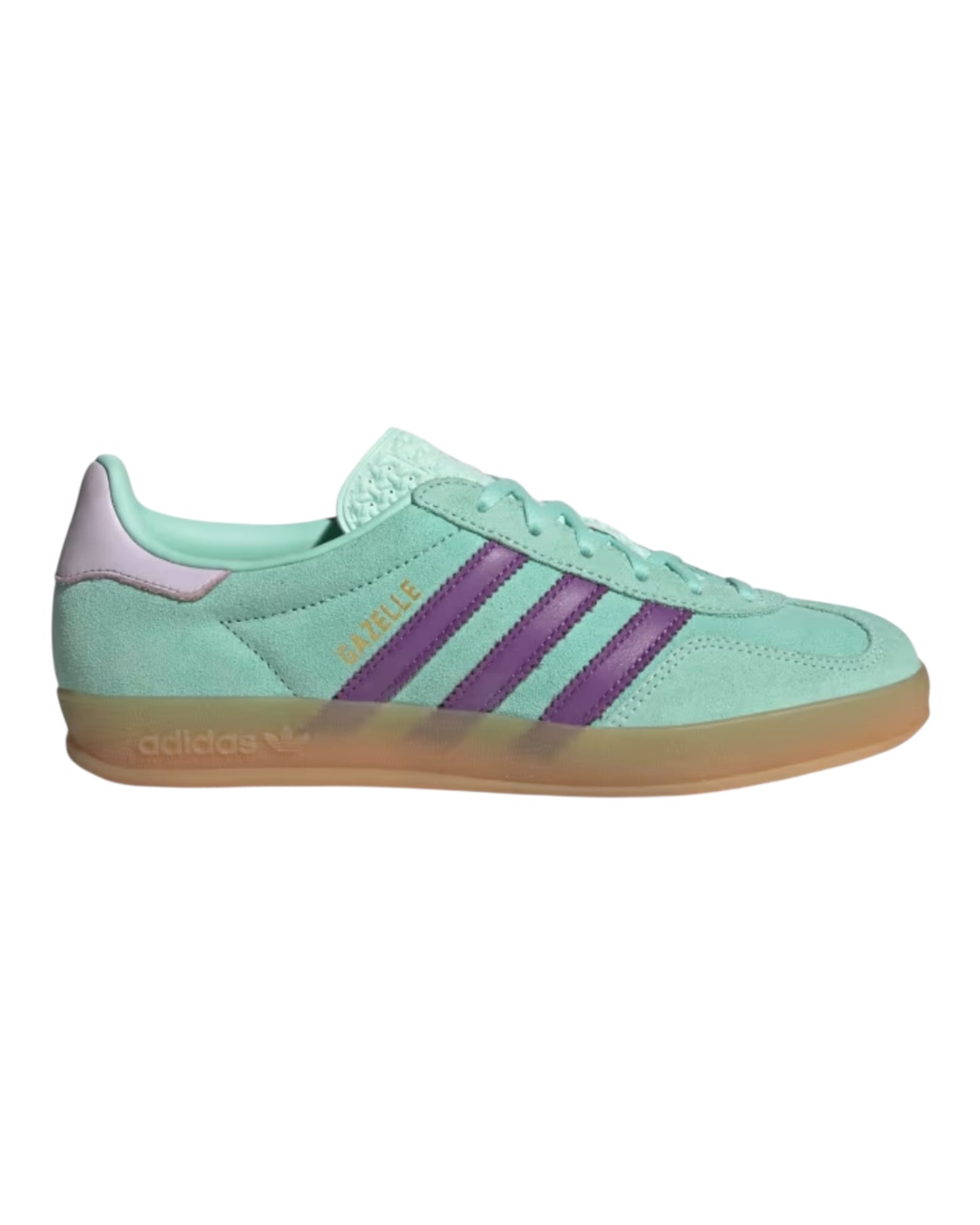 ADIDAS GAZELLE INDOOR IN CAMOSCIO VERDE TIFFANY BANDE VIOLA