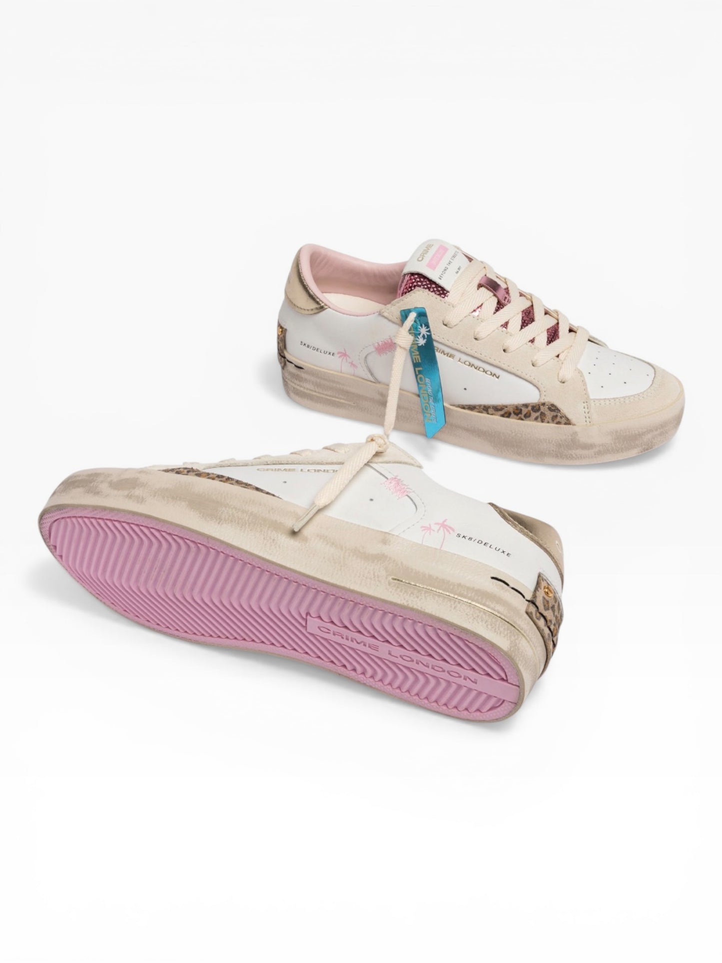 CRIME LONDON SK8 DELUXE 29103 BIANCO/ANIMALIER