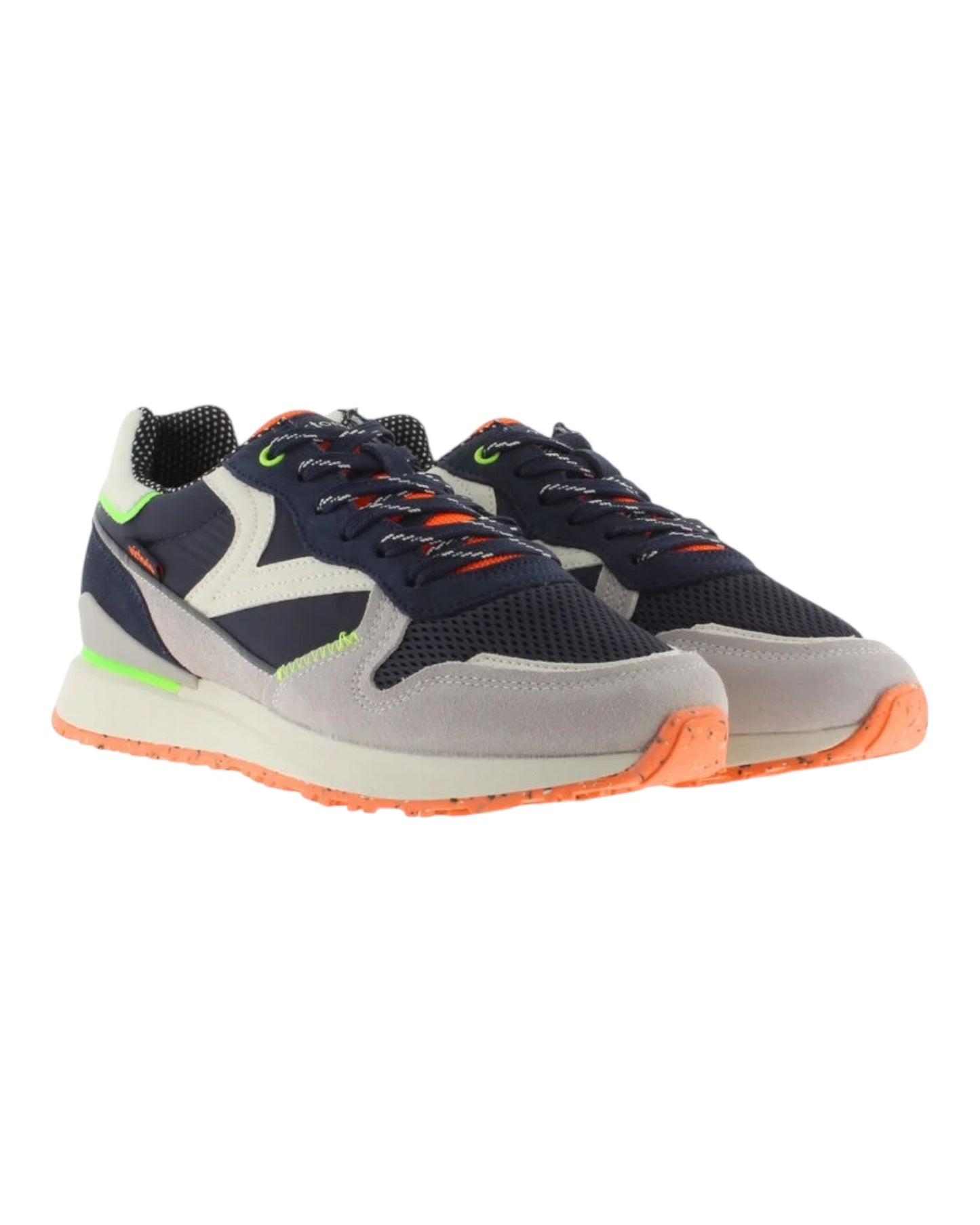 VICTORIA 802113 SNEAKERS IN CAMOSCIO E TELA BLU/GRIGIO/ARANCIO