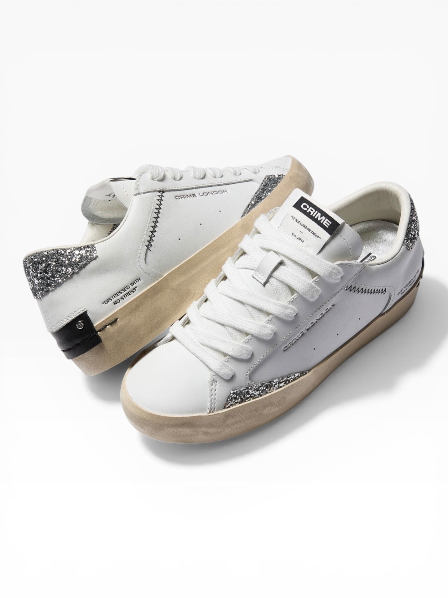 CRIME LONDON DISTRESSED 29000 BIANCO/ARGENTO