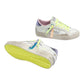 CRIME LONDON SK8 DELUXE IN PELLE BIANCA TALLONCIONO VIOLA E GLITTER ORO