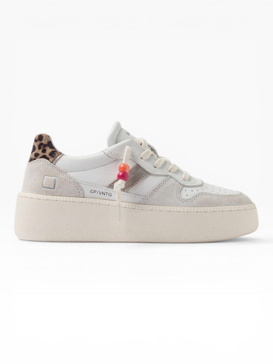 DATE COURT PLATFORM VINTAGE WHITE/LEOPARD