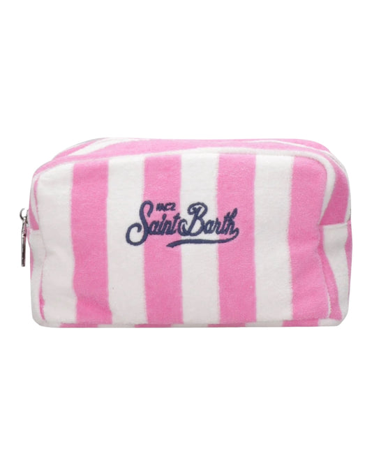 MC2 BEAUTY SOFT POUCH TERRY EMBOSSED A RIGHE BIANCO/ROSA