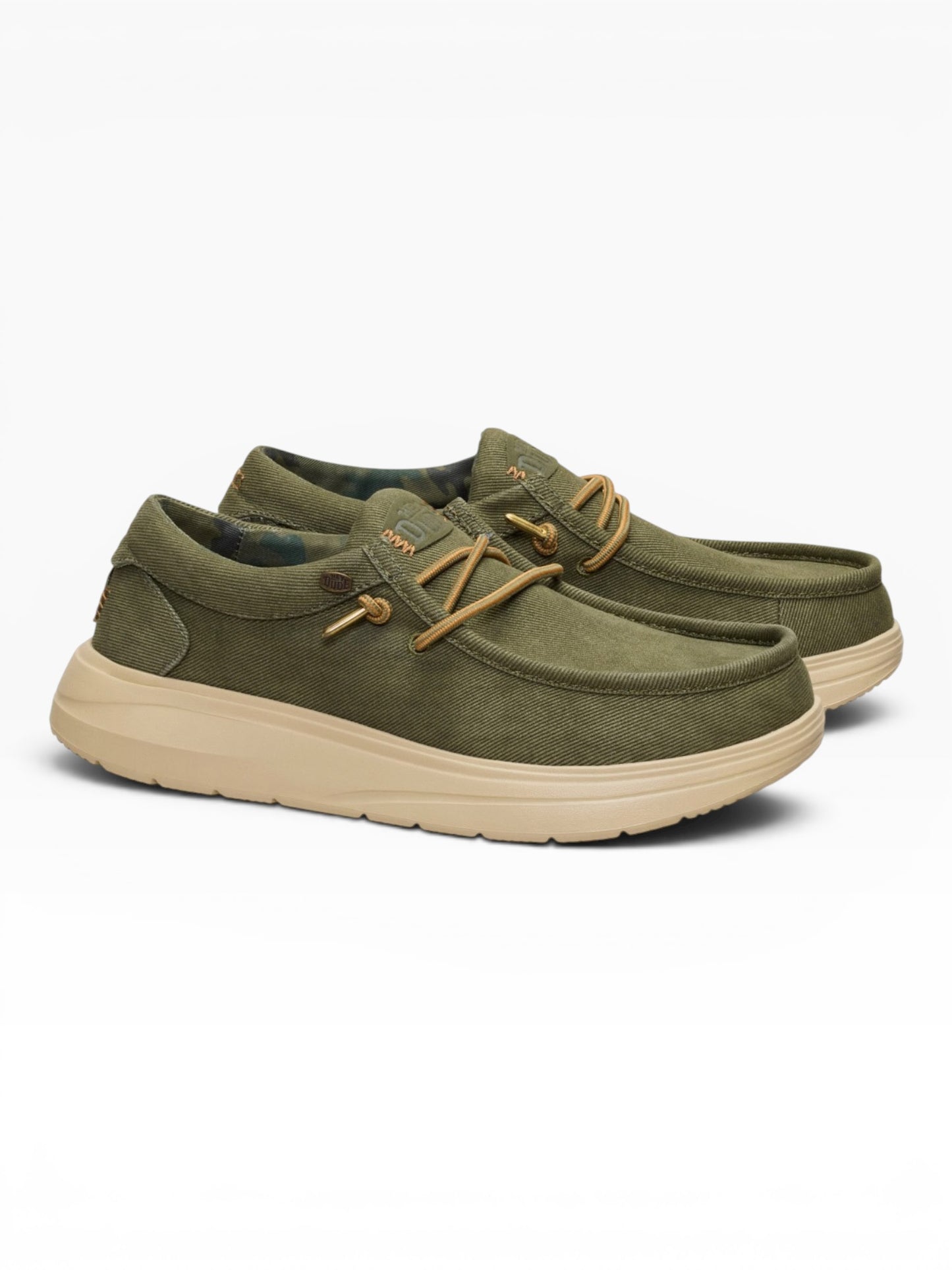 HEY DUDE WALLY COMF WORN 3BN BURN UT OLIVE