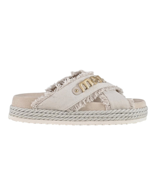 MOU CRISS CROSS SANDAL IN CANVAS BIANCA
