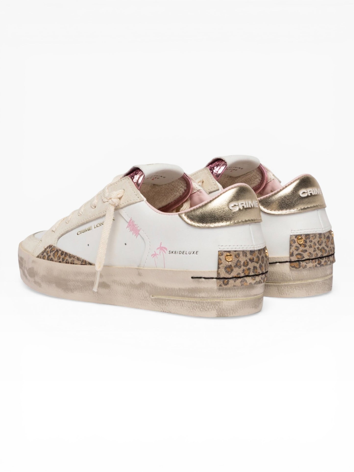 CRIME LONDON SK8 DELUXE 29103 BIANCO/ANIMALIER