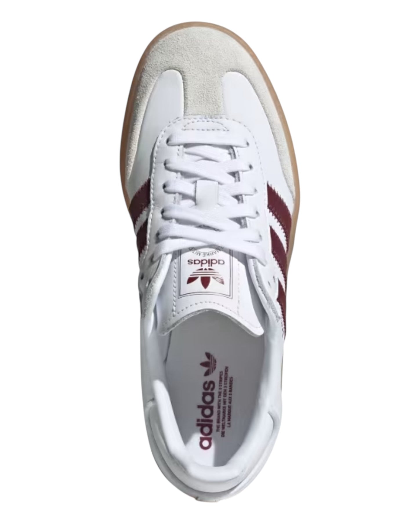 ADIDAS SAMBAE PLATFORM IN PELLE BIANCA BANDE BORDEAUX