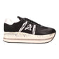 PREMIATA BETH 6953 IN PELLE NERA INSERTI BEIGE TALLONE IN CAVALLINO