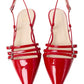 OVYE' 1065AC CHANEL A PUNTA VERNICE ROSSO CON 3 FIBIE