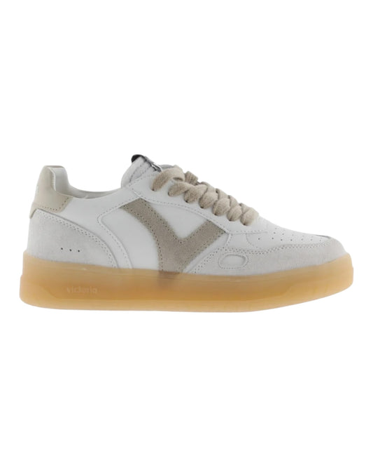 VICTORIA 7129125D SNEAKERS IN PELLE E CAMOSCIO BIANCA FONDO MIELE