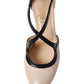 OVYE'711K027 SCARPA CON TACCO E PUNTA TONDA IN PELLE BEIGE/NERA