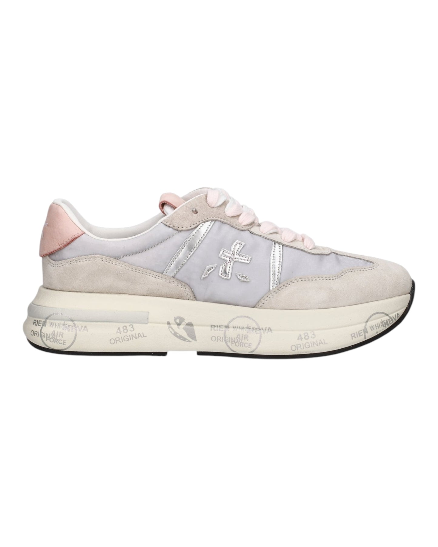 PREMIATA CASSIE 73837 IN CAMOSCIO E TESSUTO BEIGE/ROSA