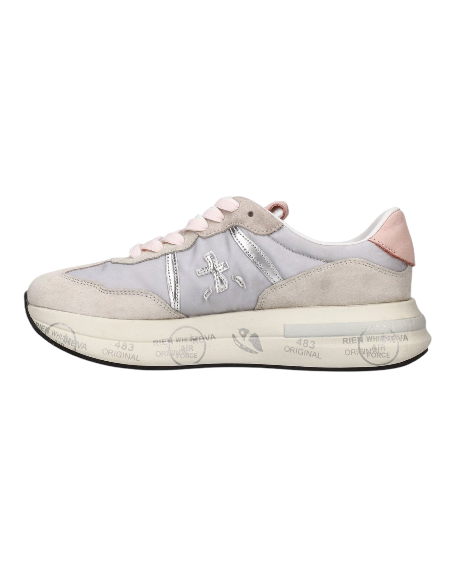 PREMIATA CASSIE 73837 IN CAMOSCIO E TESSUTO BEIGE/ROSA