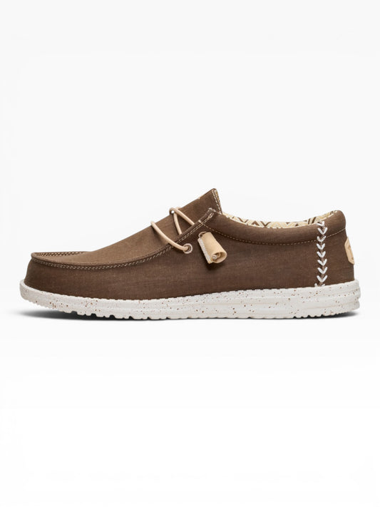 HEY DUDE WALLY STR CANVAS 2LN TEAK BROWN