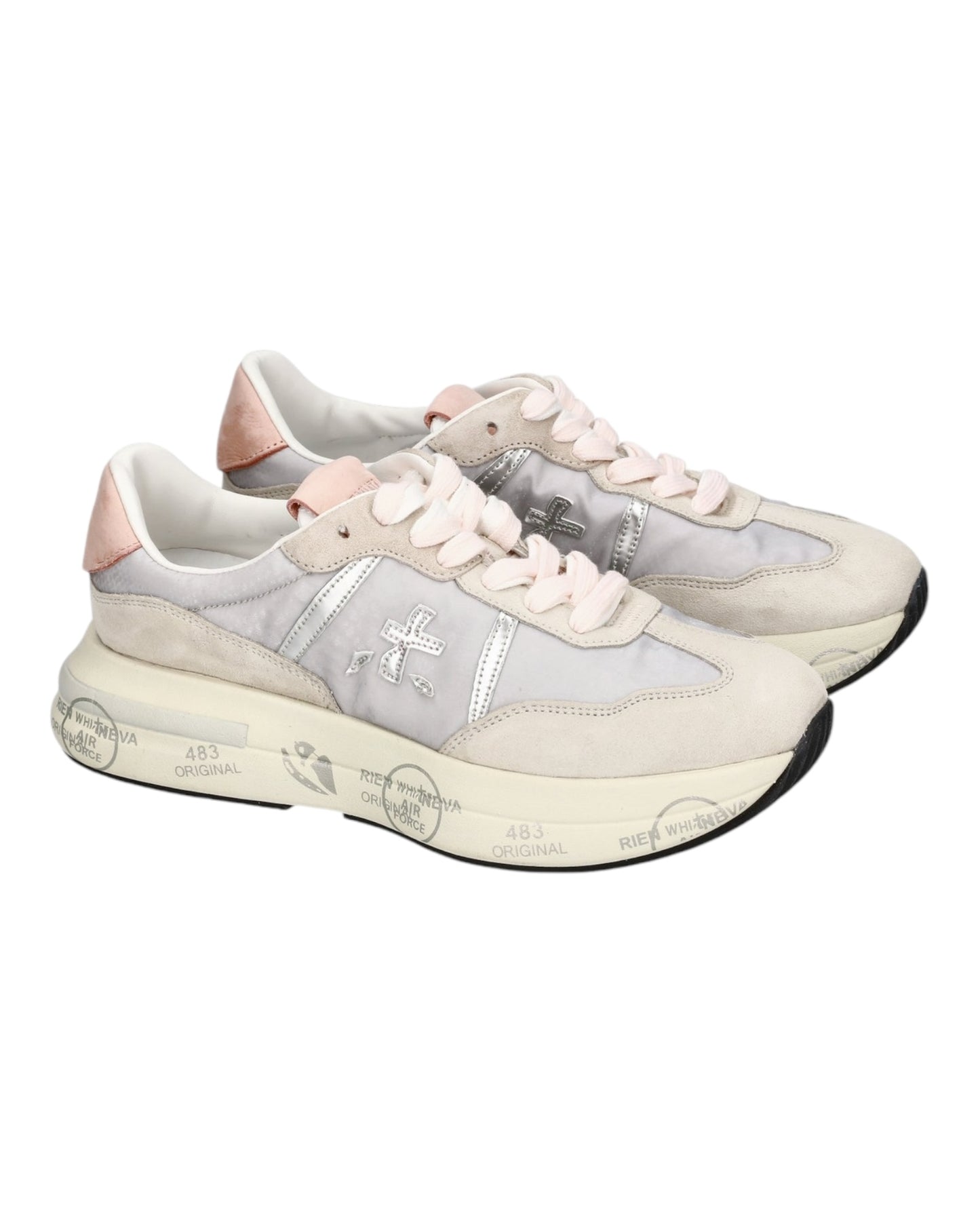 PREMIATA CASSIE 73837 IN CAMOSCIO E TESSUTO BEIGE/ROSA