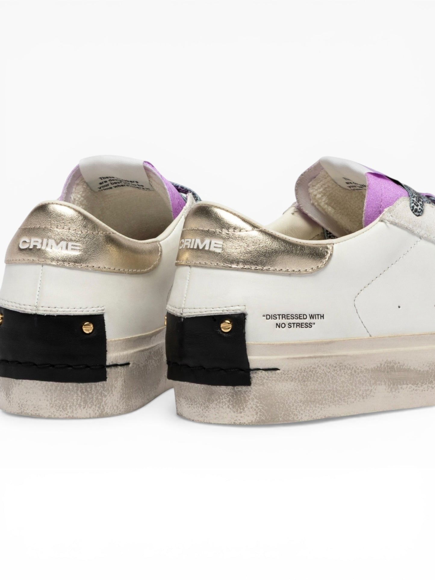 CRIME LONDON DISTRESSED PLATFORM 29055 BIANCO/VIOLA