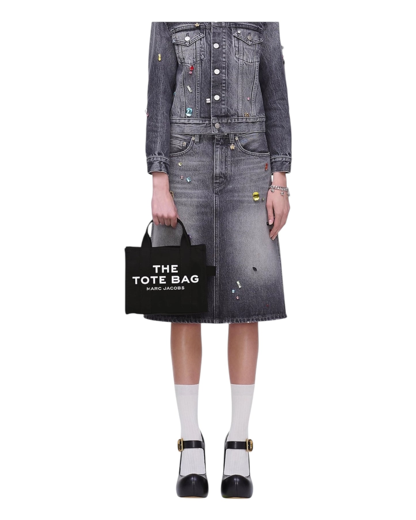 MARC JACOBS THE TOTE BAG SMALL IN TESSUTO NERO