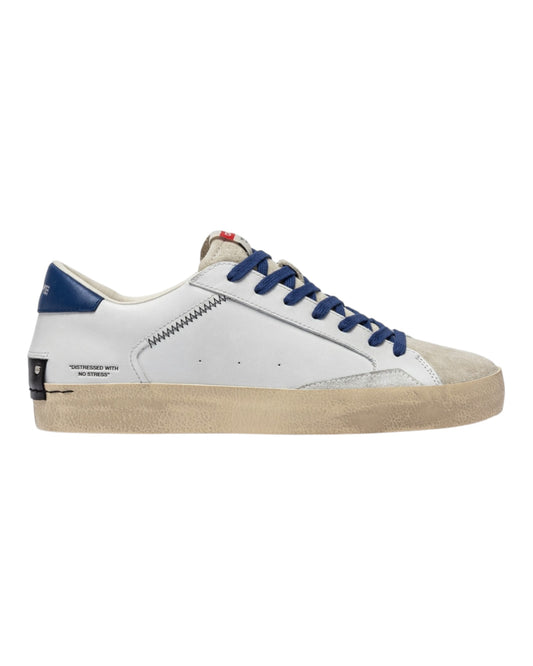 CRIME LONDON DISTRESSED IN PELLE BIANCA/BLU