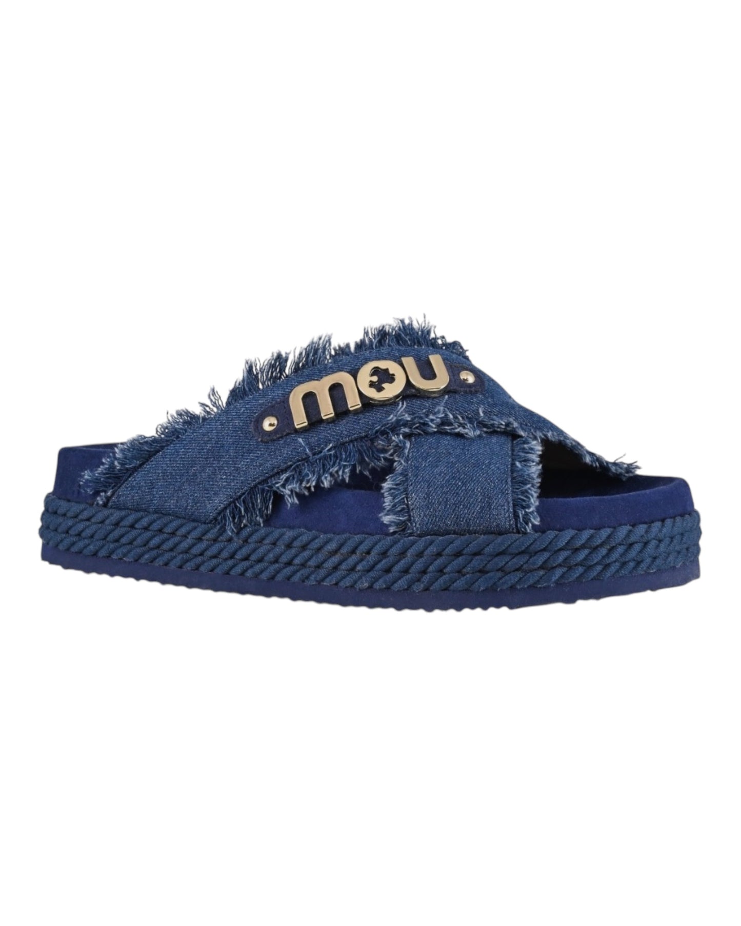 MOU CRISS CROSS SANDAL IN DENIM AZZURRA