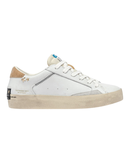 CRIME LONDON DISTRESSED IN PELLE BIANCA/BEIGE