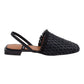 ANGEL ALARCON 002535A SCARPA BASSA PUNTA QUADRA IN RAFFIA NERA