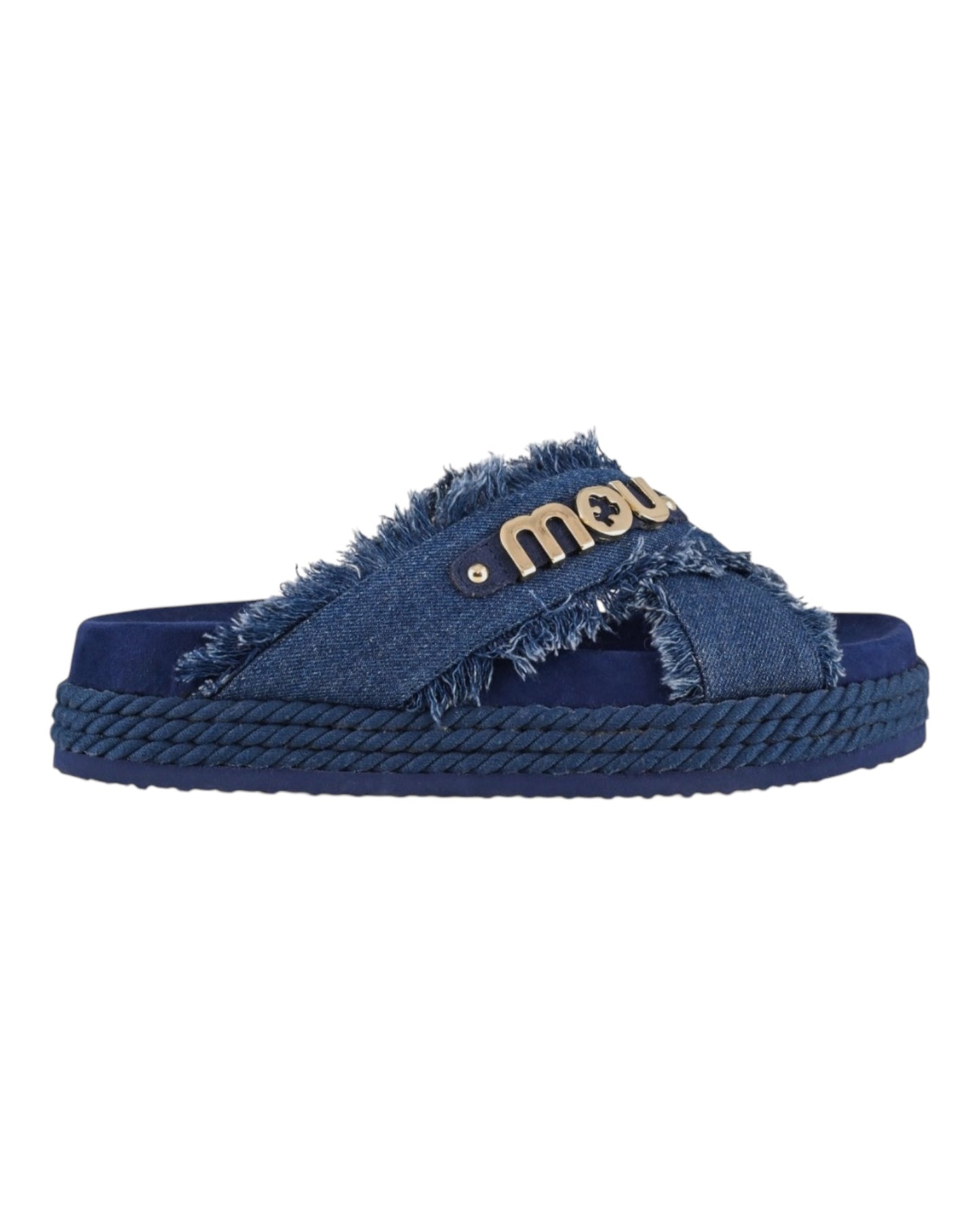 MOU CRISS CROSS SANDAL IN DENIM AZZURRA