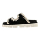 MOU SANDAL TWO BUCKLE IN SUEDE NERO BKWHI