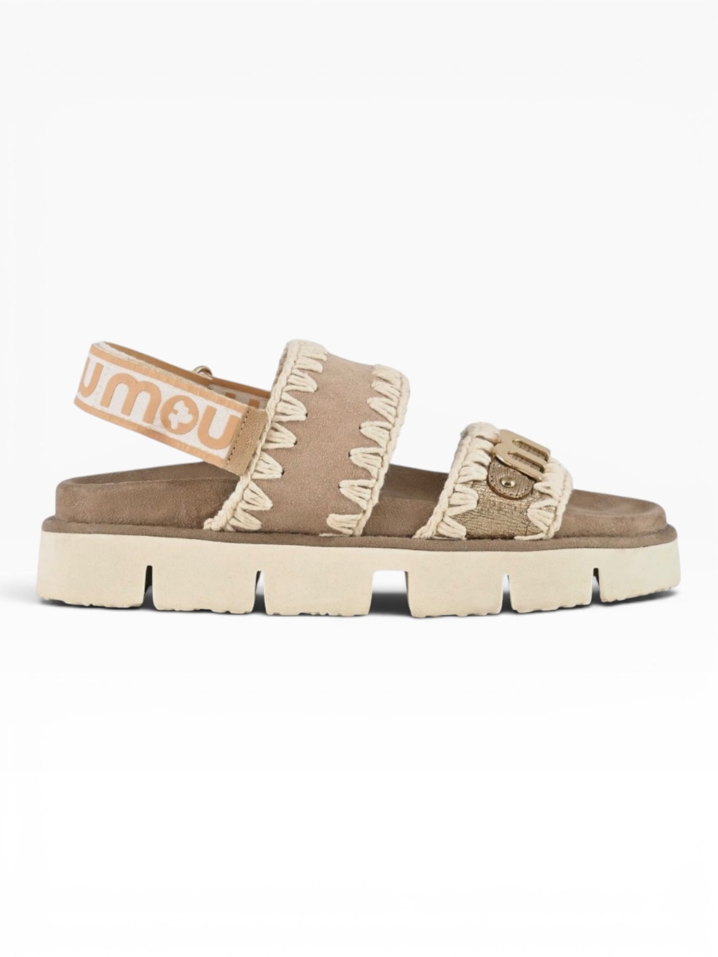 MOU BIO SANDAL LOGO BEIGE/ ORO