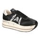 PREMIATA BETH 6953 IN PELLE NERA INSERTI BEIGE TALLONE IN CAVALLINO