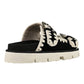 MOU SANDAL TWO BUCKLE IN SUEDE NERO BKWHI