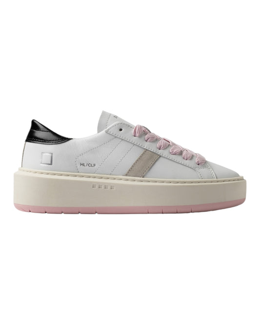 DATE HILL LOW PLATFORM IN PELLE BIANCA/NERA LACCI ROSA