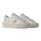 DATE HILL LOW PLATFORM IN PELLE BIANCA/ARGENTO