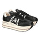 PREMIATA BETH 6953 IN PELLE NERA INSERTI BEIGE TALLONE IN CAVALLINO