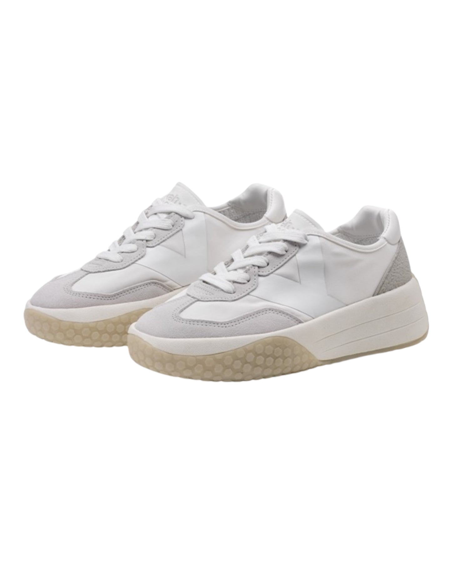 KEH-NOO 9755 SNEAKERS PLATFORM IN CAMOSCIO BEIGE/BIANCA