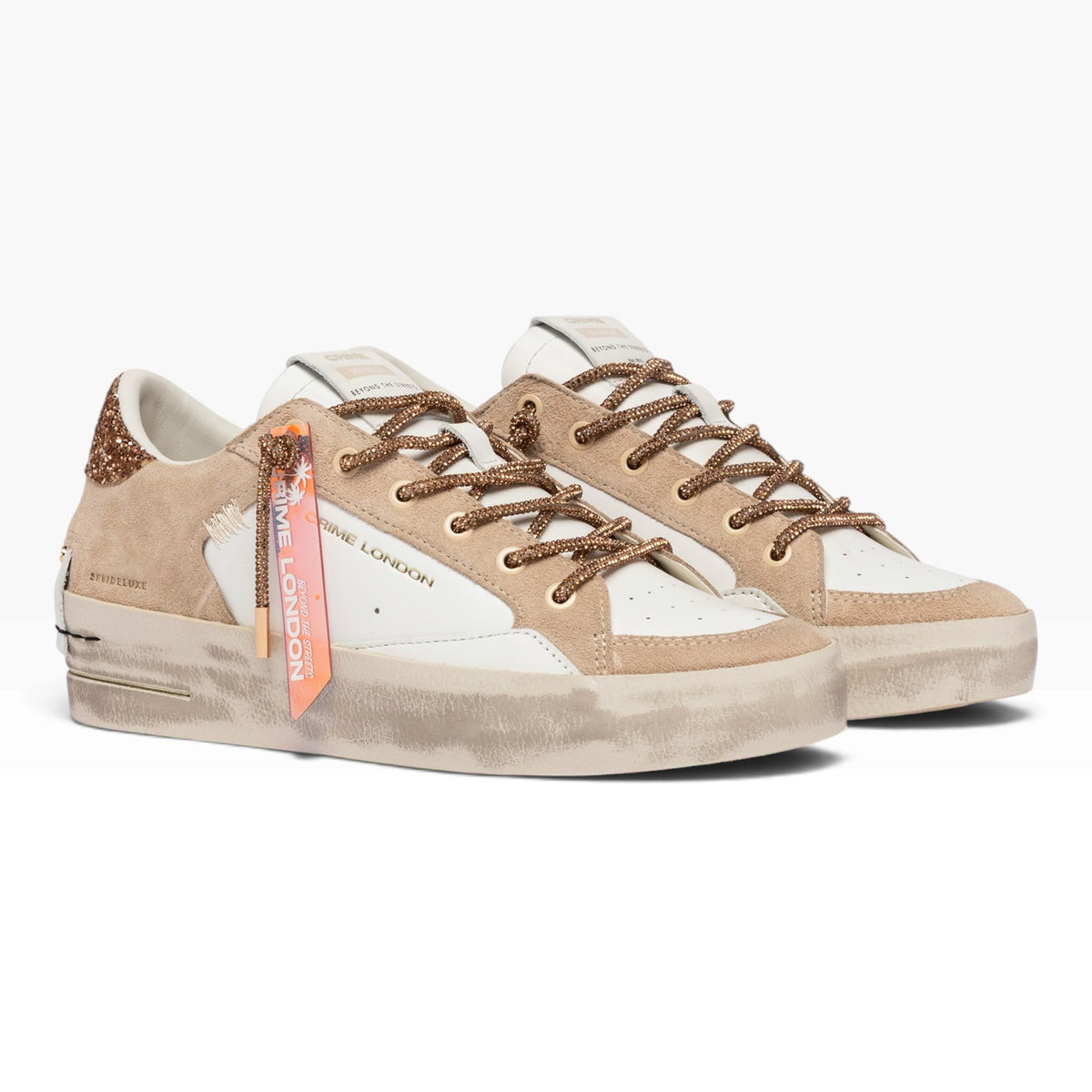 CRIME LONDON SK8 DELUXE WEDGE 29154 BIANCO/ROSA