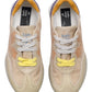 KEH-NOO 9757 SNEAKERS IN CAMOSCIO E RETE BEIGE/VIOLA/ARANCIO