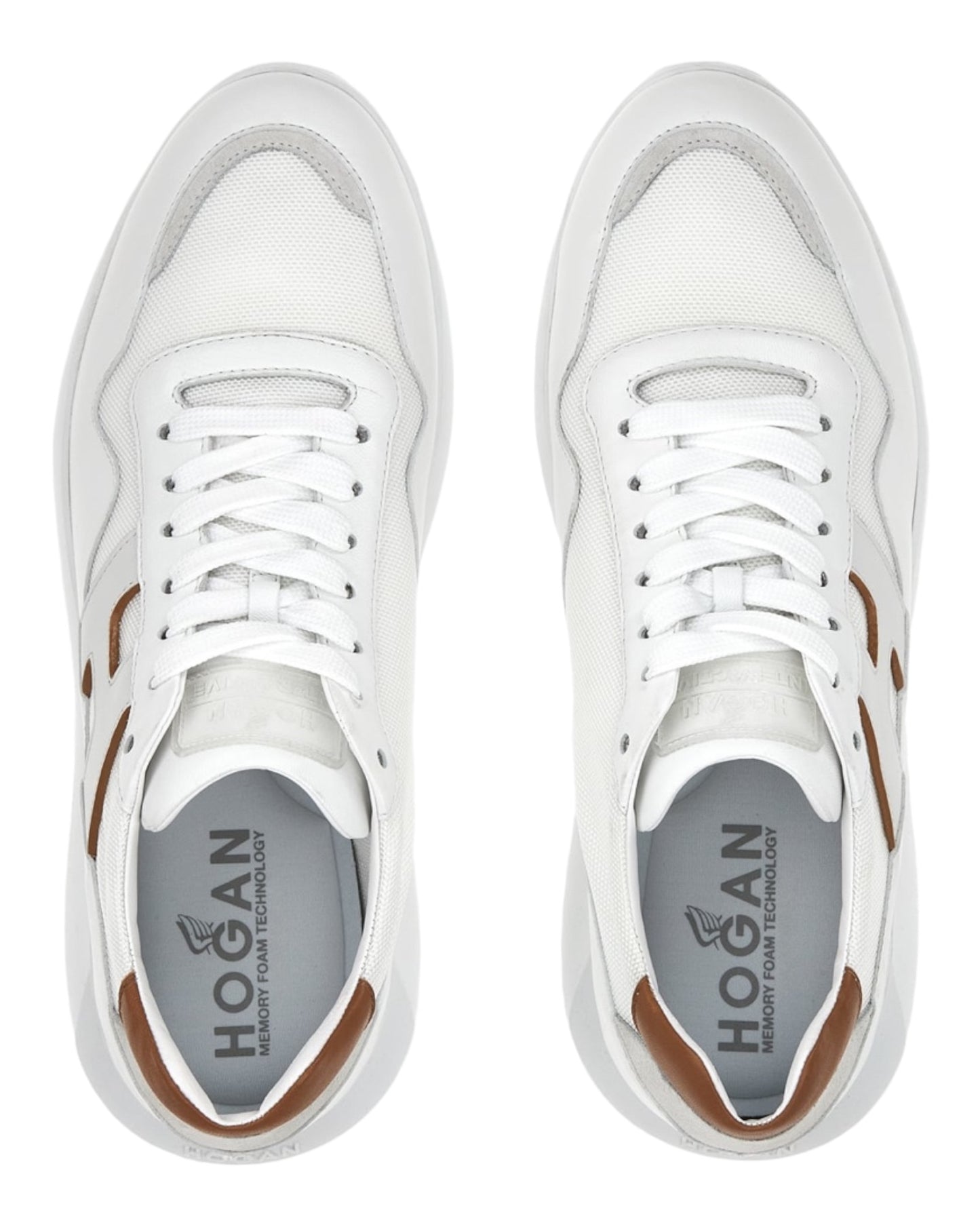 HOGAN 371HXM IN PELLE BIANCA/CUOIO