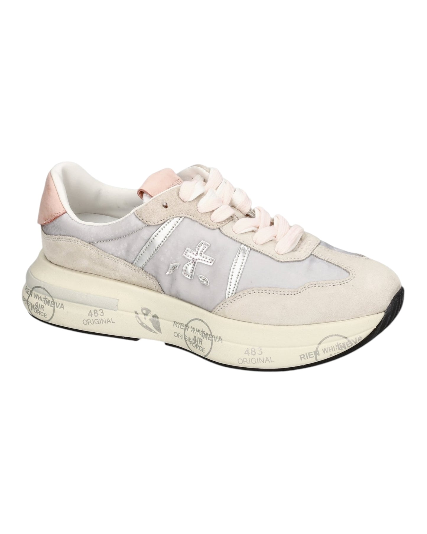 PREMIATA CASSIE 73837 IN CAMOSCIO E TESSUTO BEIGE/ROSA