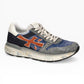 PREMIATA 7215 MCIK IN CAMOSCIO E TESSUTO AZZURRO/GRIGIO/ARANCIO