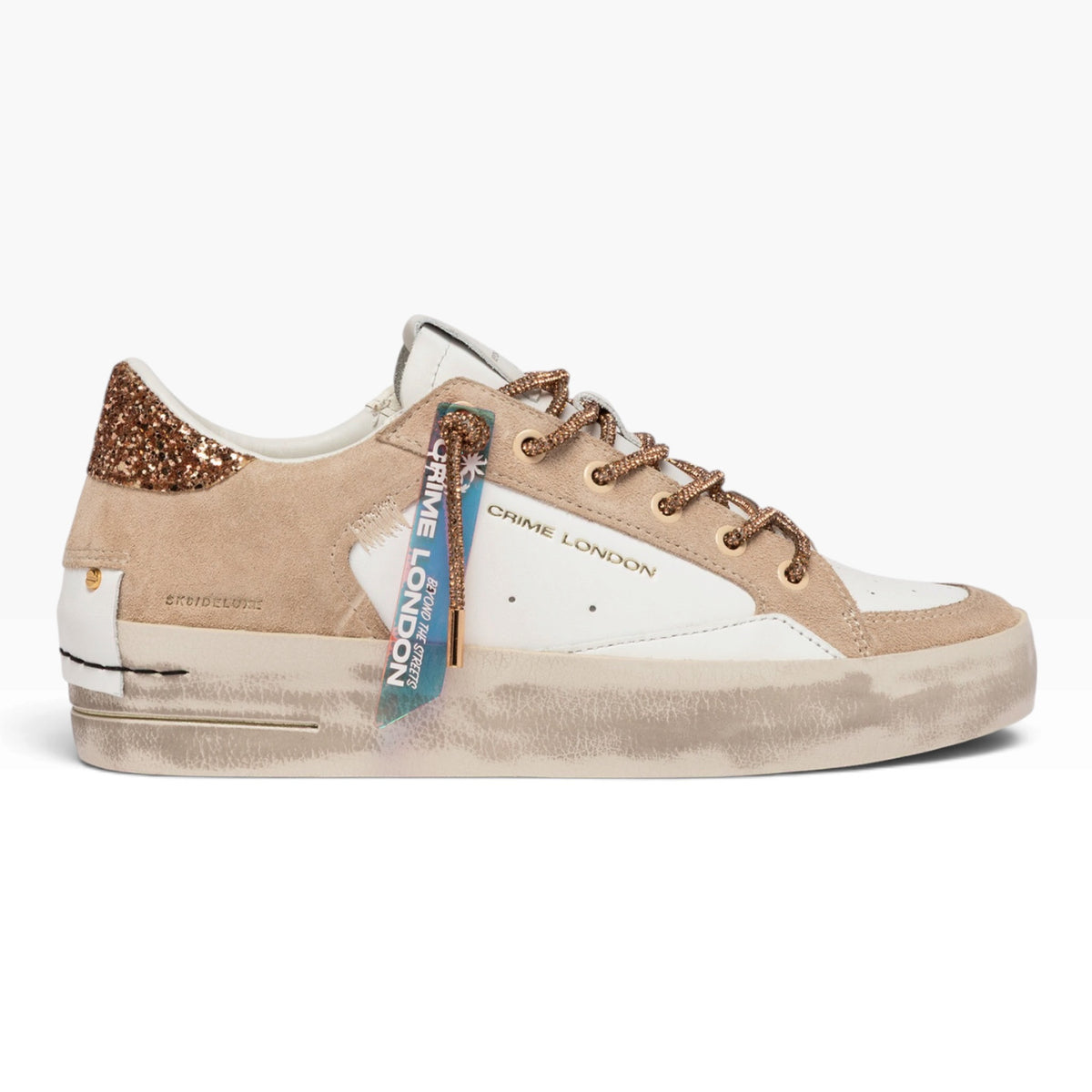 CRIME LONDON SK8 DELUXE WEDGE 29154 BIANCO/ROSA