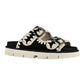 MOU SANDAL TWO BUCKLE IN SUEDE NERO BKWHI