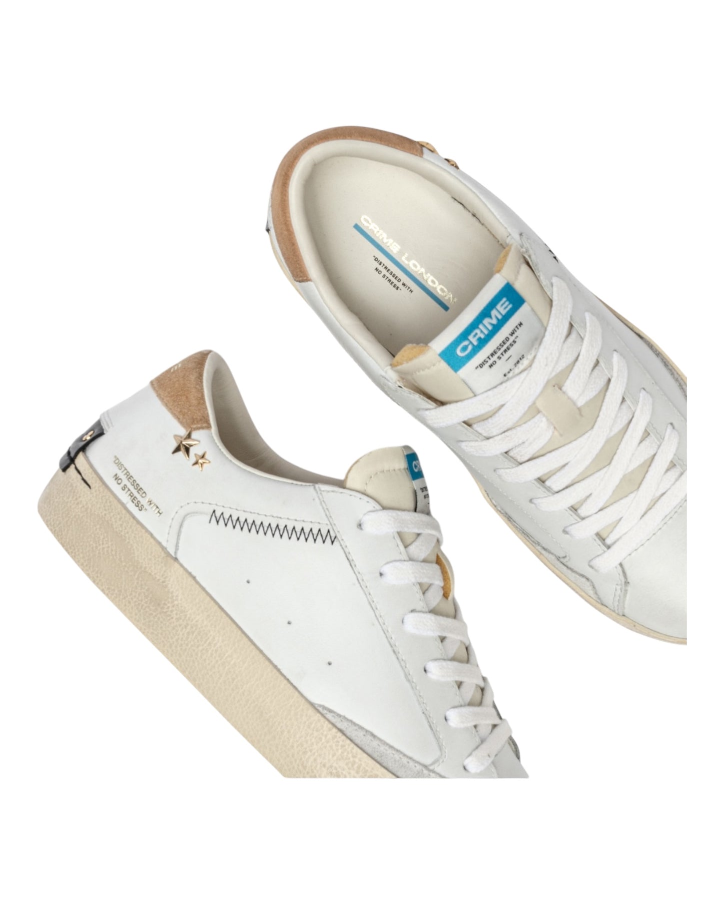 CRIME LONDON DISTRESSED IN PELLE BIANCA/BEIGE