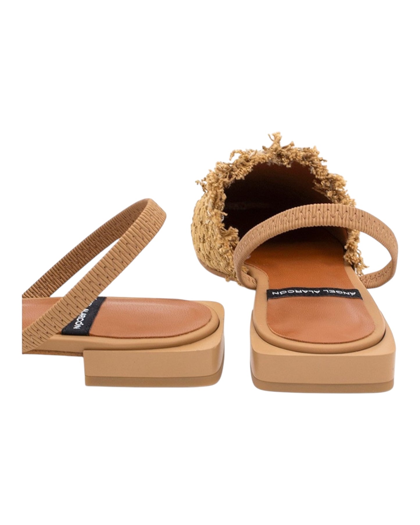 ANGEL ALARCON 002535A SCARPA BASSA PUNTA QUADRA IN RAFFIA BEIGE
