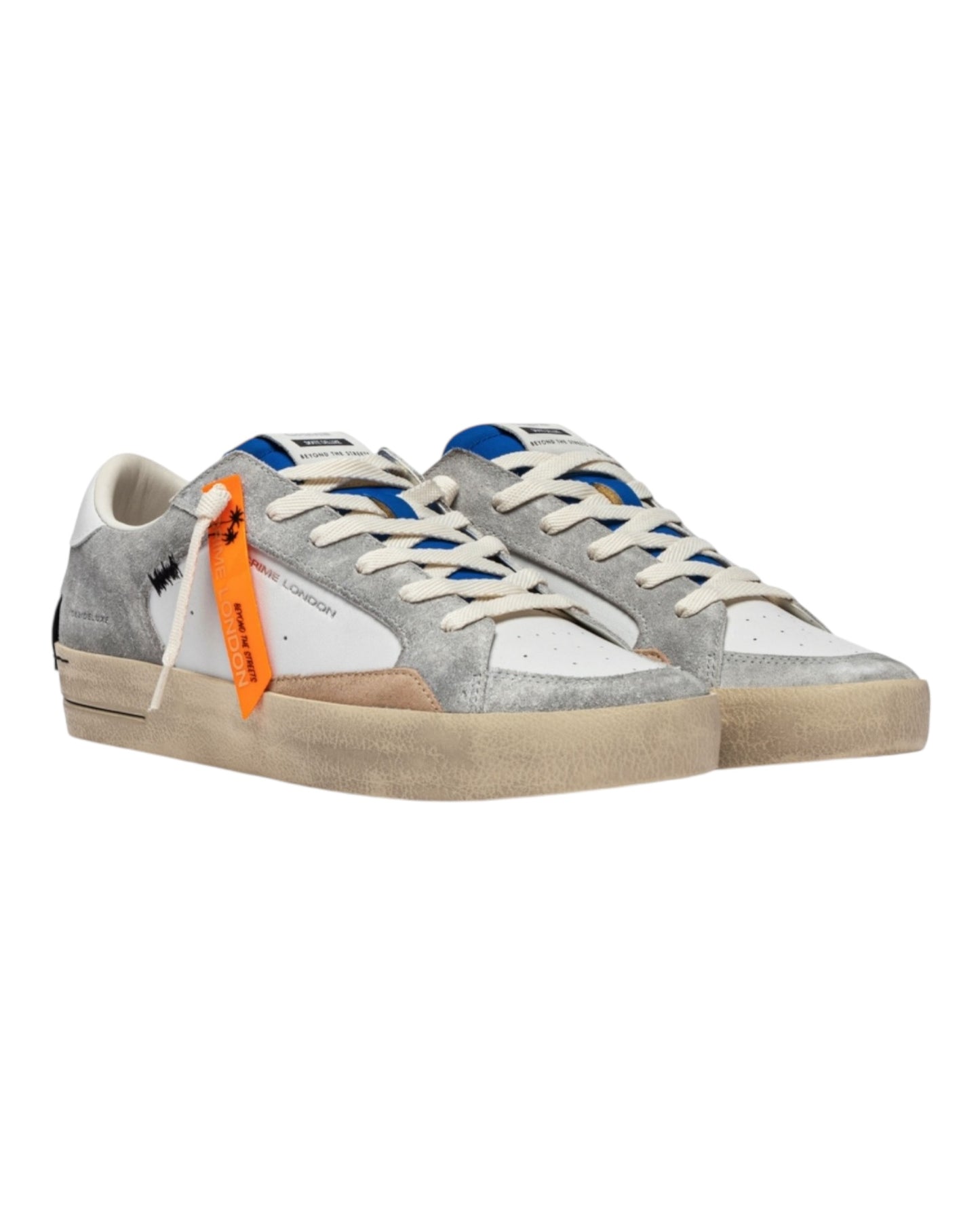 CRIME LONDON SK8 IN PELLE BIANCO/GRIGIO