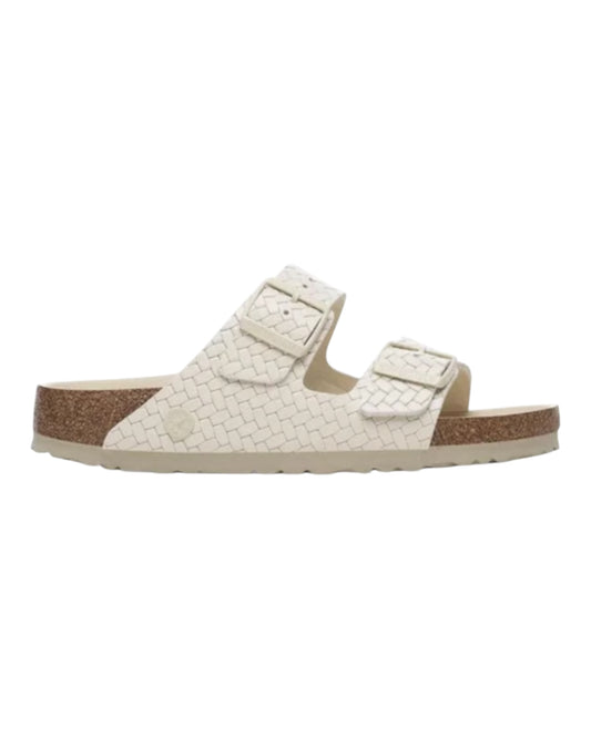 BIRKENSTOCK ARIZONA RIVET LOGO PELLE INTRECCIATA BIANCO