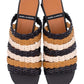 ANGEL ALARCON 122528R CIABATTA INTRECCIATA MULTICOLOR NERA/PANNA/CUOIO CON TACCHETTO QUADRATO