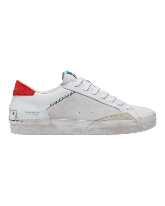 CRIME LONDON DISTRESSED IN CAMOSCIO E PELLE BIANCA/ROSSA