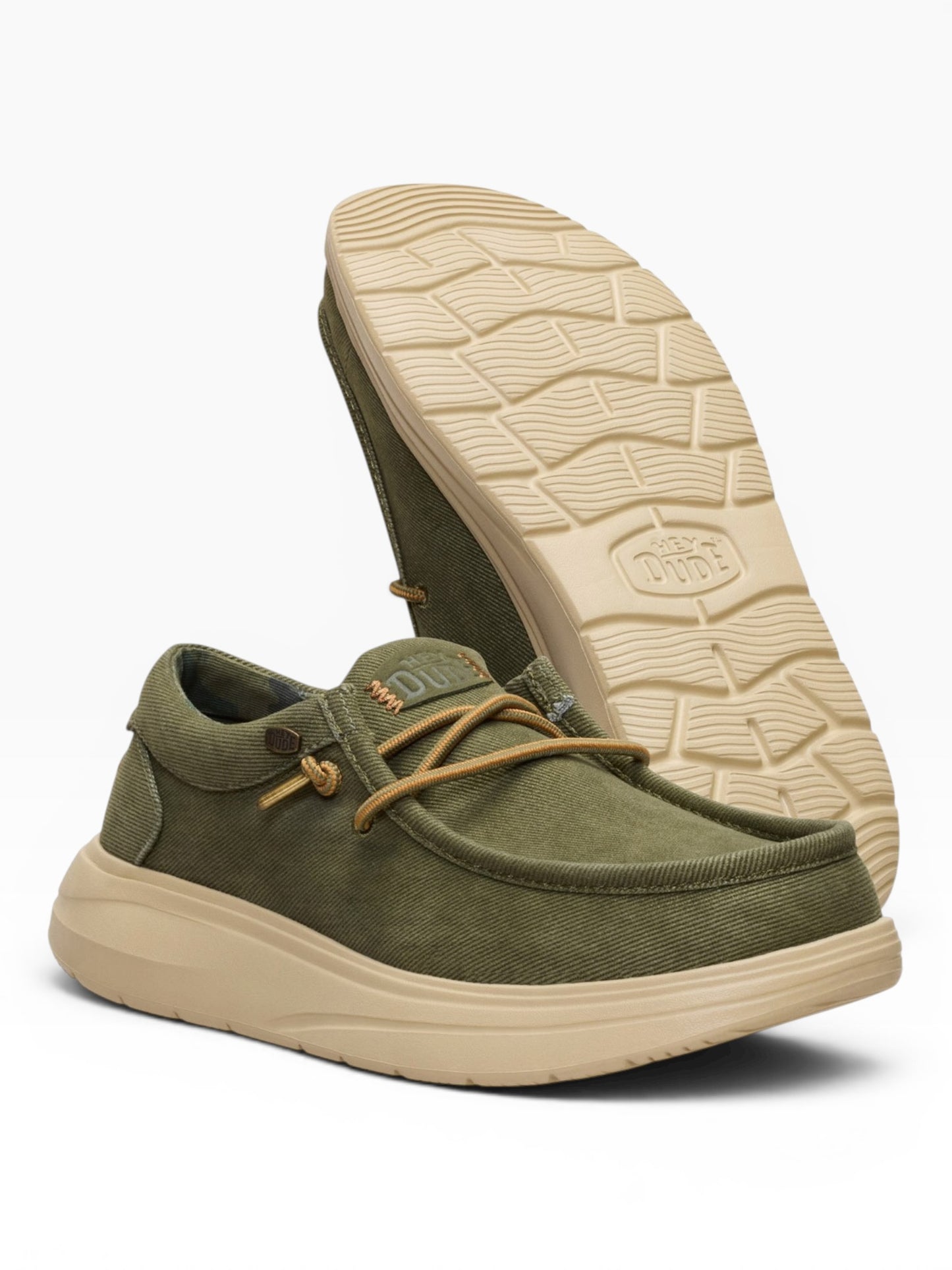 HEY DUDE WALLY COMF WORN 3BN BURN UT OLIVE